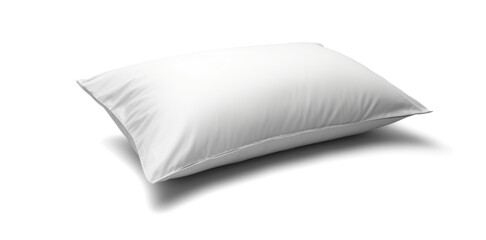 simple rectangular white bed pillow, png file of isolated cutout object with shadow on transparent background.
