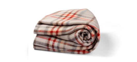 folded warm wool checkered plaid blanket, png file of isolated cutout object with shadow on transparent background.