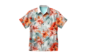 floral hawaiian shirt lies, png file of isolated cutout object on transparent background.