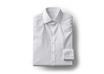 white classic neatly folded shirt., png file of isolated cutout object with shadow on transparent background.