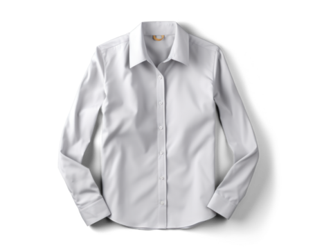 white classic shirt lies, png file of isolated cutout object with shadow on transparent background.