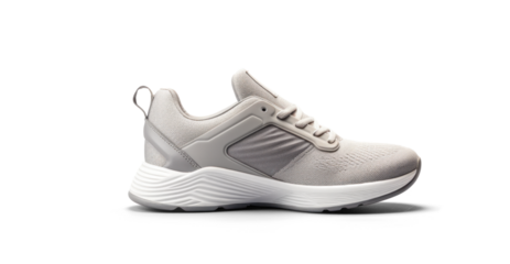 white running sneakers mockup, png file of isolated cutout object with shadow on transparent background.