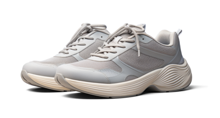 white running sneakers mockup, png file of isolated cutout object with shadow on transparent background.