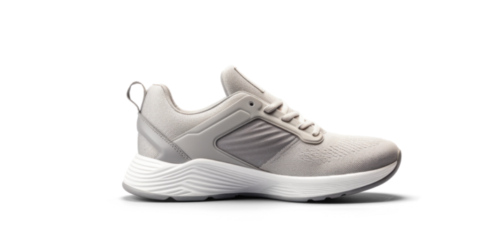 white running sneakers mockup, png file of isolated cutout object with shadow on transparent background.