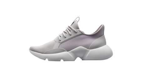 white running sneakers mockup, png file of isolated cutout object with shadow on transparent background.