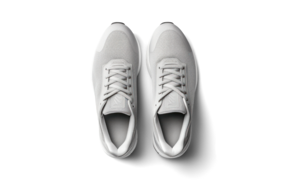 white running sneakers mockup, png file of isolated cutout object with shadow on transparent background.