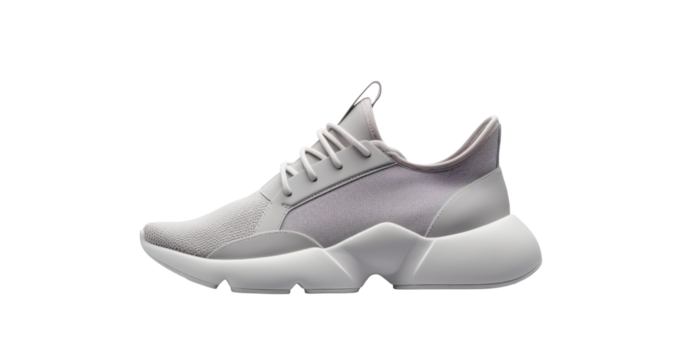 white running sneakers mockup, png file of isolated cutout object with shadow on transparent background.