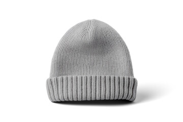 gray warm winter hat, png file of isolated cutout object with shadow on transparent background.
