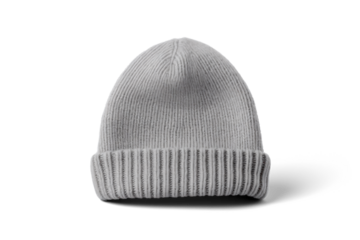 gray warm winter hat, png file of isolated cutout object with shadow on transparent background.