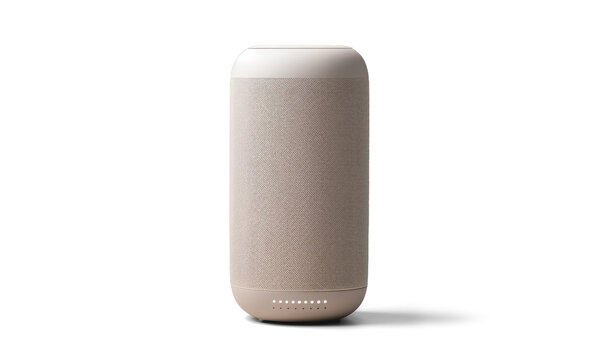 grey wireless portable speaker, png file of isolated cutout object with shadow on transparent background.