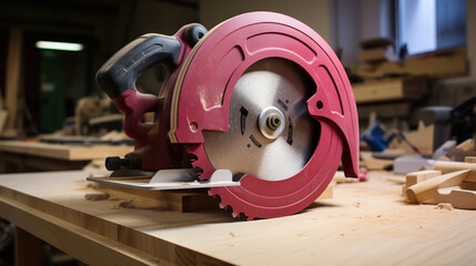 Circular saw are sold in the power tool store. Electric hand tool for cutting wood or metal.