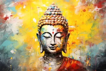 Foto auf Acrylglas Illustration of colorful buddha statue © eyetronic