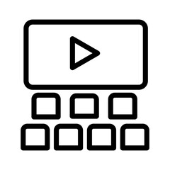 
Cinema hall icon, cinema entertainment screen. Theater stage performance. symbols for web and mobile applications on editable white background.
