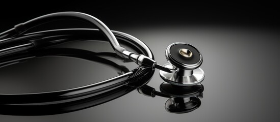 Medical stethoscope on dark background. Health care concept