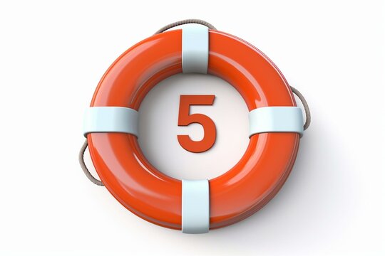 Illustration of a lifebuoy with a 15% sign, rendered in 3D, isolated on white background. Generative AI