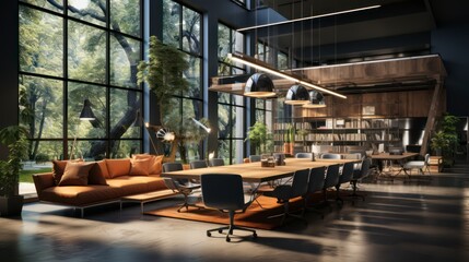 Fototapeta premium Coworking interior mockup