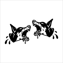 vector illustration of two fierce dogs