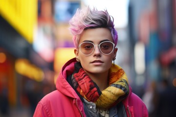 Portrait of non binary person in the city