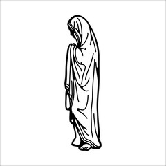 vector illustration of a nun praying
