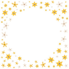 Obraz premium Vector frame with flowers. Hand drawn illustration of a square border with yellow flowers