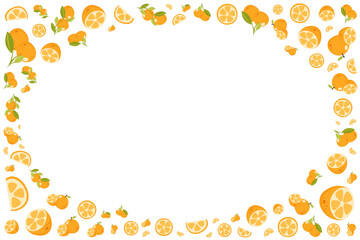 Vector orange fruits frame. Hand drawn illustration of border with citrus slices and branches