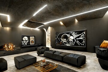 crustpunk interior design living room detailed high quality no blur ar 139 