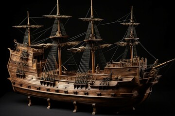 18th century naval vessel. Generative AI - obrazy, fototapety, plakaty