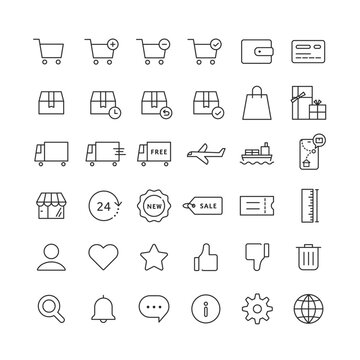 ECサイト、オンラインショッピングのベクターアイコン