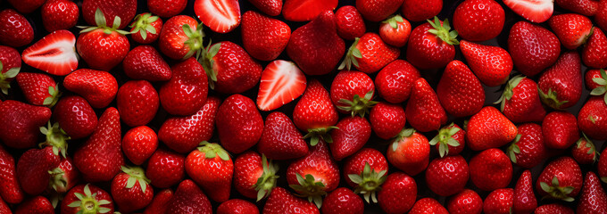 Close up of many strawberries as pattern background, AI Generation