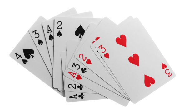 Flying playing cards for poker and gambling, set isolated on white, clipping path