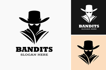 Mysterious bandits silhouette logo. This logo suitable for designs related to mischievous or rebellious themes. - obrazy, fototapety, plakaty