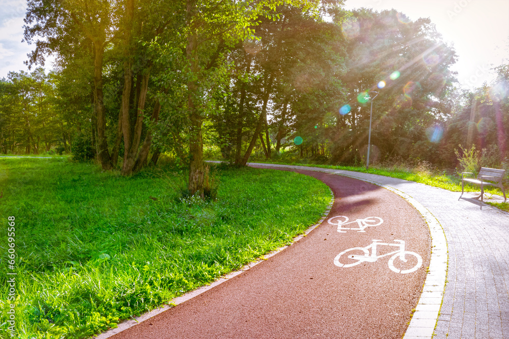 Poster Bike path in spring park