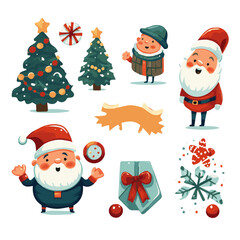 Illustration Vector set of Happy new year and Christmas