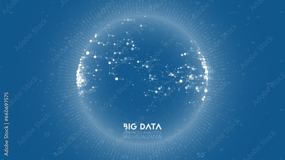 Poster Big data visualization. Futuristic infographic. Information aesthetic design. Visual data complexity. Complex data threads graphic visualization. Abstract data graph.