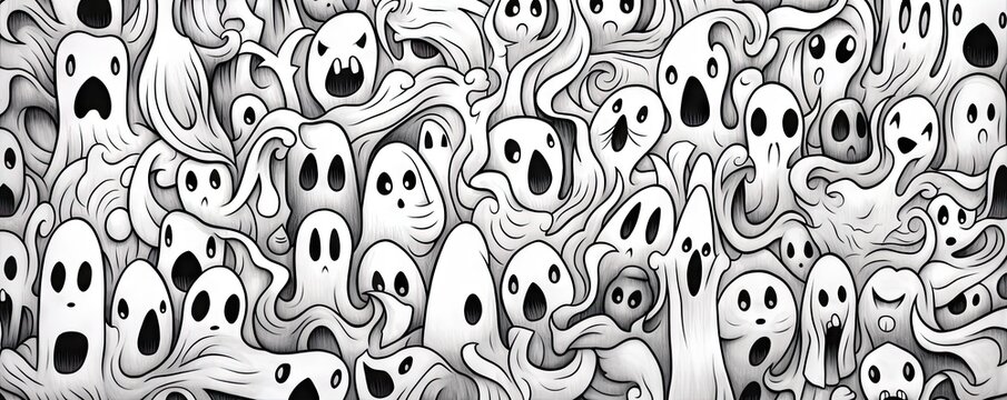 ghosts cartoon pattern generative AI