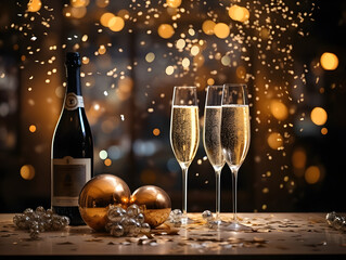 Elegant New Year's Eve Celebration with champagne