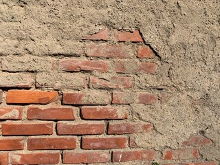 Textur : rote Backsteinmauer - Mauer mit roten Ziegelsteinen / Backstein alte Hauswand