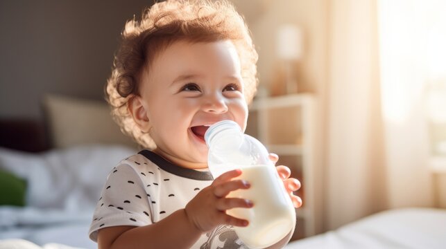 Fashion products Young Toddler Drinking Milk Bottle Stock Photo 565476154,  toddler milk bottle 