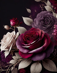 Dark Floral Rrose Background