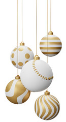 Golden Baseball Hanging Christmas Balls