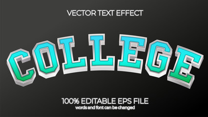 college editable text effect style, EPS editable text effect