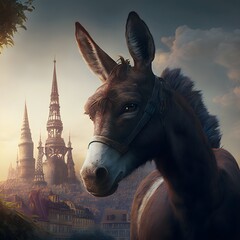 character donkey against the backdrop of Paris early 19th century illustration for the novel beautiful and highly detailed digital painting illustration beautiful lighting intricate details 