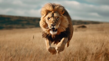 lion ran leaping and roaring