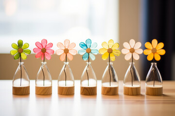 wooden flowers figurines