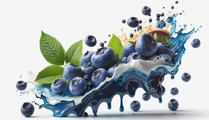 Blueberry fruits vector illustration white background image Ai generated art