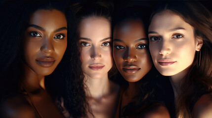 Fototapeta premium Multi-ethnic beauty. Group of different ethnicity women.