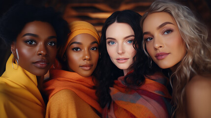 Obraz premium Multi-ethnic beauty. Group of different ethnicity women.