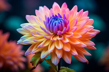 A beautiful chrysanthemum flower blooming with vibrant colors and delicate petals. Generative AI
