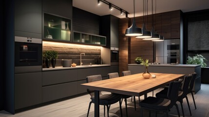 Modern kitchen interior in classy apartment