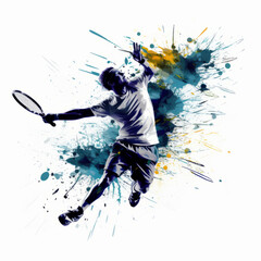 A dynamic silhouette of a tennis player